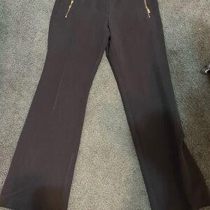 Black Wide-Leg Pants with Gold Zippers